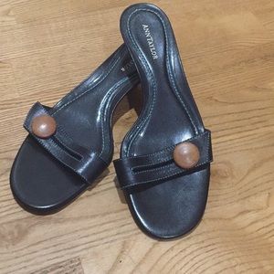 Ann Taylor kitten heel slides.